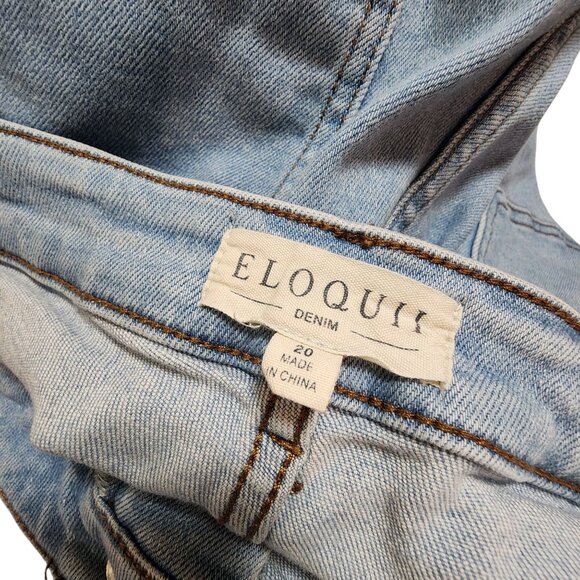 Eloquii Womens Light Wash Wide-Leg Denim Jeans Size 20 With Side Slit Hem Detail - Picture 5 of 5